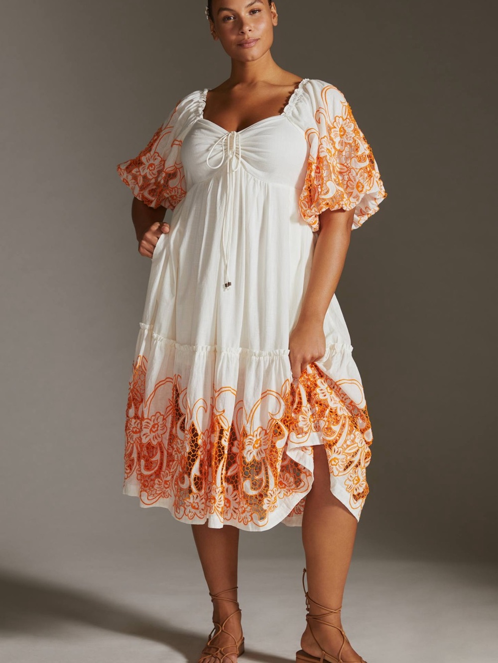 Tina Puff-Sleeved Embroidered Maxi Dress Anthropologie